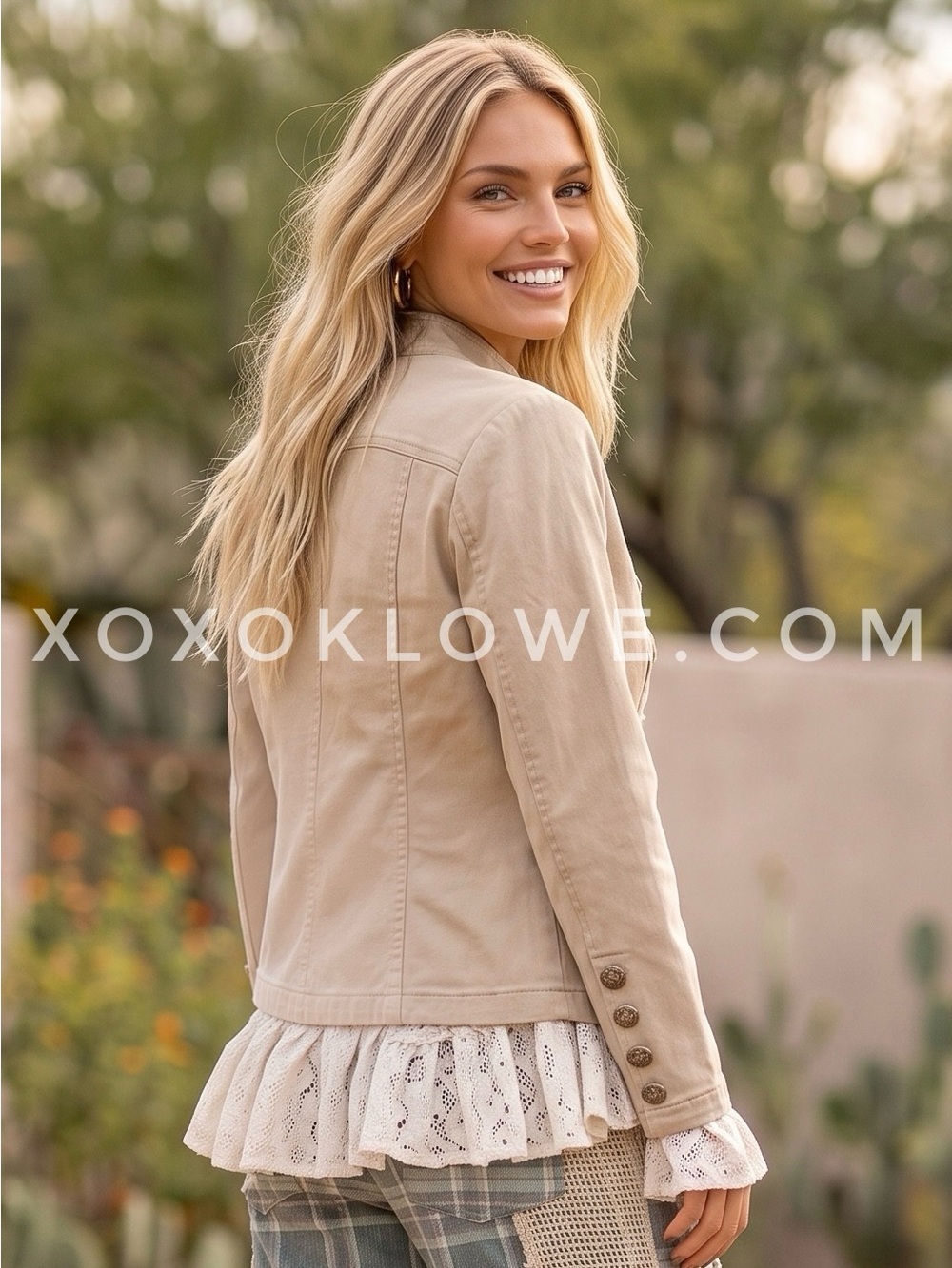 Bluevelvet Beige Braided Lace Ruffle Military Jacket | Ruffles Romance Napoloen - Picture 8 of 10